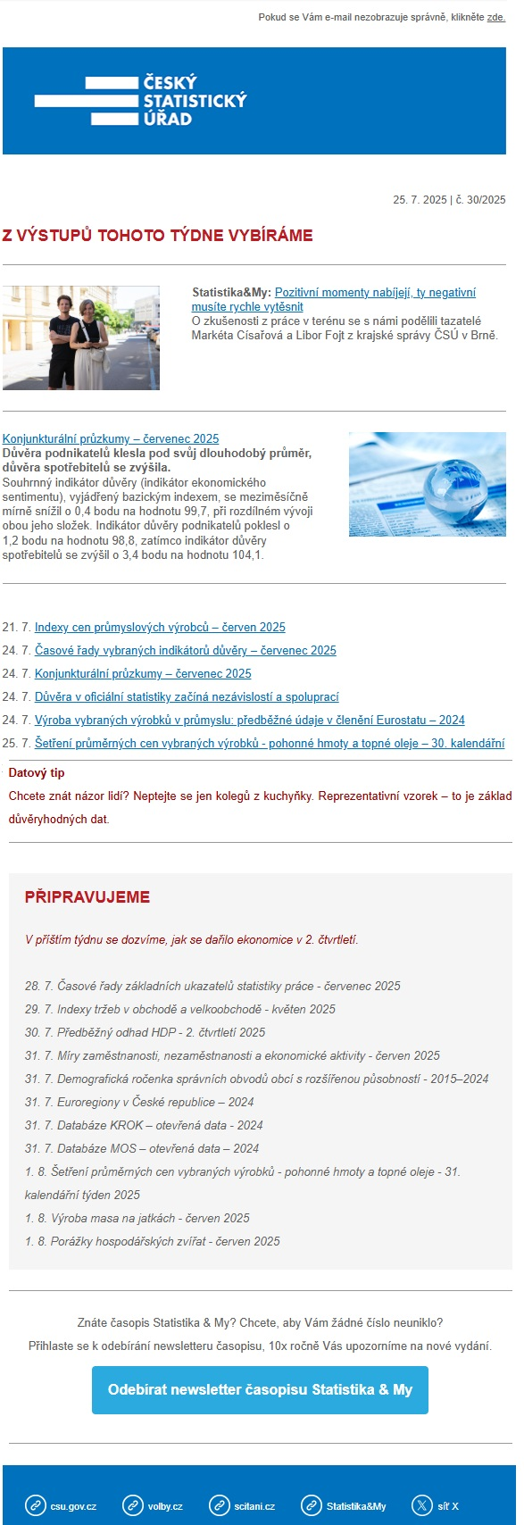 Newsletter ČSÚ - náhled Newsletter ČSÚ - náhled