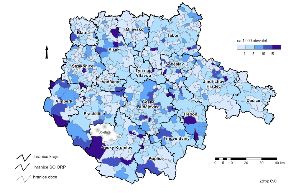 Ktg 1 Intenzita bytové výstavby v obcích Jihočeského kraje v roce 2025