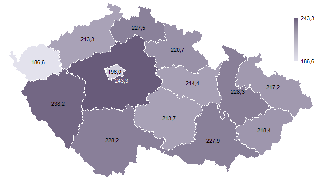 KTG 1 Index cen rodinných domů – průměr roku 2024 (rok 2015 = 100 %)