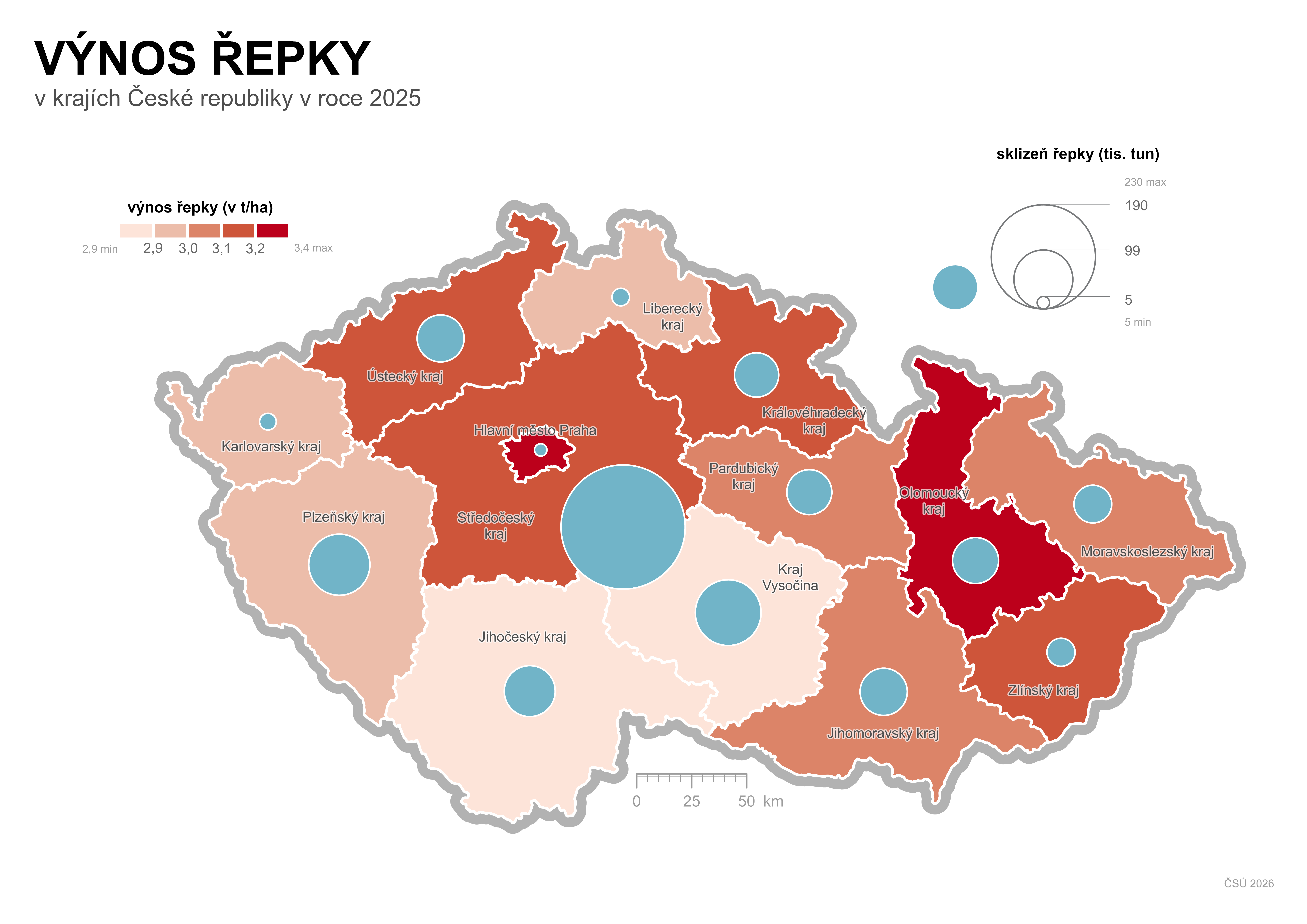 Kartogram: Výnos řepky