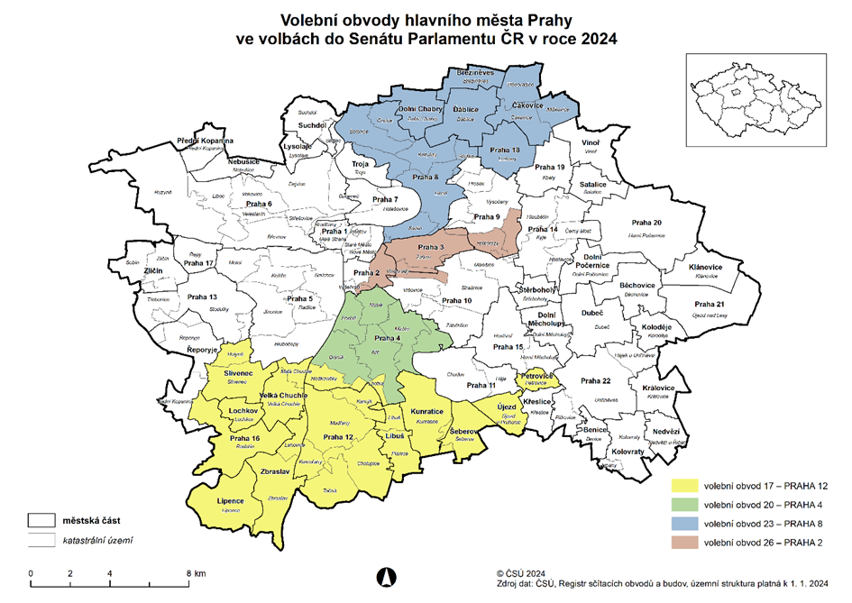 Volební obvody v Praze 2024 pro volby do Senátu 2024 