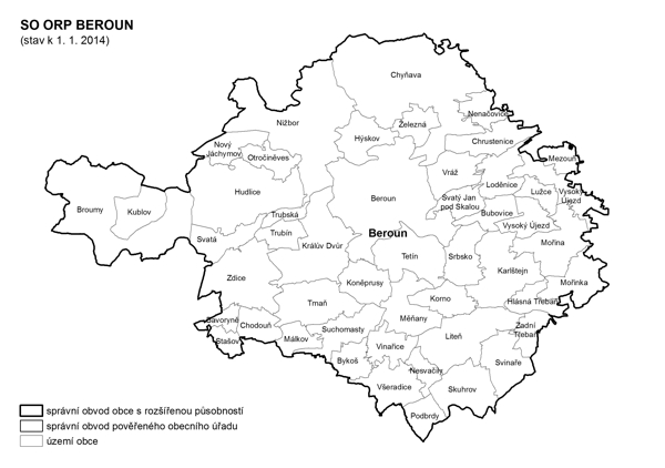 Administrativní mapa SO ORP Beroun