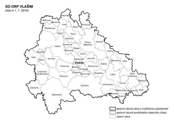 Administrativní mapa SO ORP Vlašim