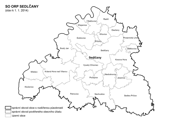 Administrativní mapa SO ORP Sedlčany