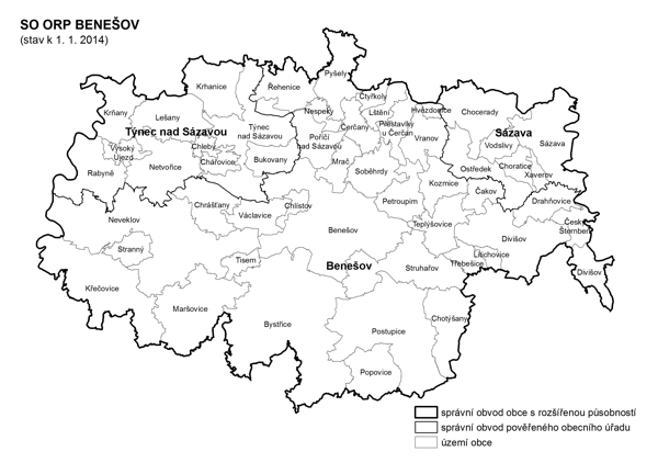 Administrativní mapa SO ORP Benešov