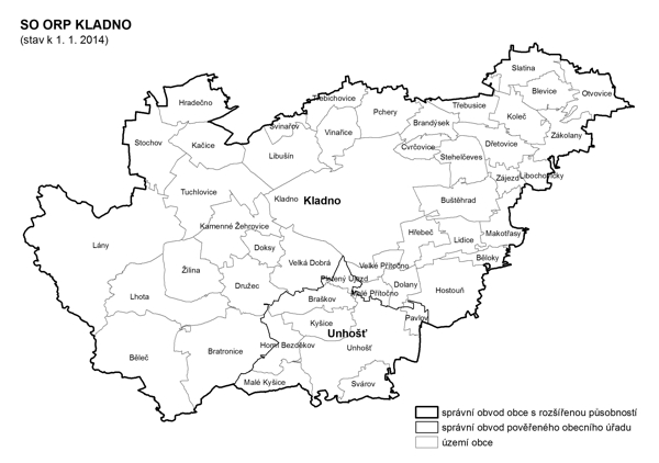 Administrativní mapa SO ORP Kladno