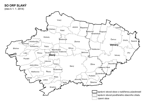 Administrativní mapa SO ORP Slaný