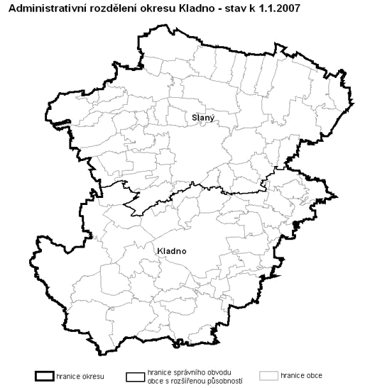 Administrativní rozdělení okresu Kladno - stav k 1.1.2007