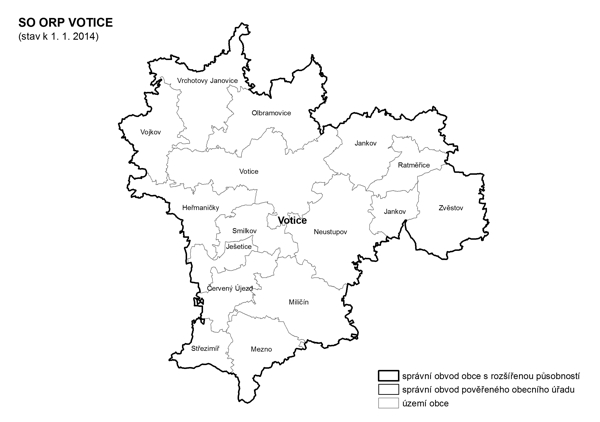 Administrativní mapa SO ORP Votice