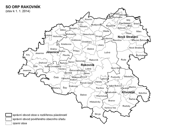 Administrativní mapa SO ORP Rakovník