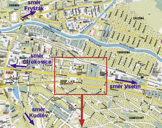 Přibližná lokalita ve Zlíně, kde najdete ČSÚ KR Zlín